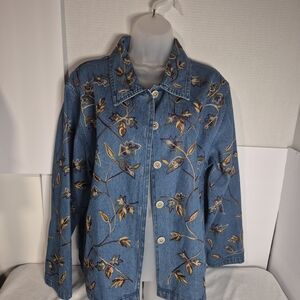 Tantrums Blue Floral Embroidered Long Sleeve Top